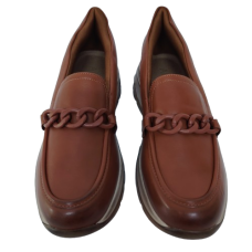 Mocasini dama din piele ecologica, culoare maro-camel - talpa vintage