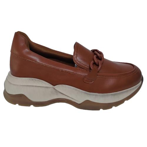 Mocasini dama din piele ecologica, culoare maro-camel - talpa vintage