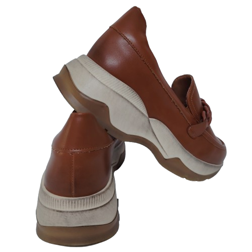 Mocasini dama din piele ecologica, culoare maro-camel - talpa vintage