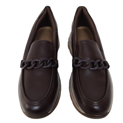 Mocasini dama din piele ecologica, culoare maro - talpa vintage