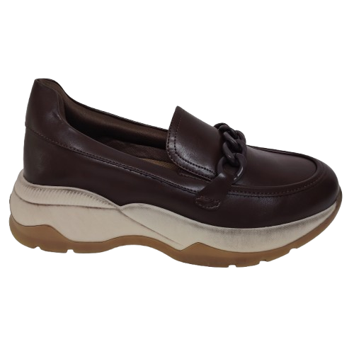 Mocasini dama din piele ecologica, culoare maro - talpa vintage