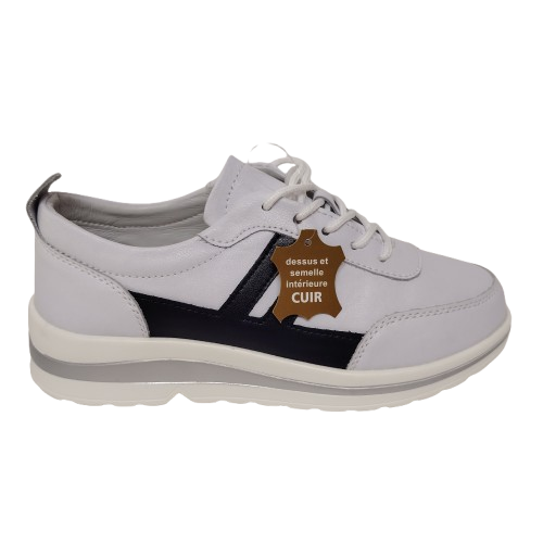 Sneakers dama LA BOTTINE SOURIANTE 5089WHITE-NAVY din piele naturala, culoare alb