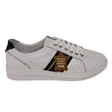 Sneakers dama LA BOTTINE SOURIANTE 5088WHITE-BLACK din piele naturala, culoare alb