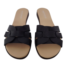 Papuci dama din piele naturala VICKY9077, culoare negru