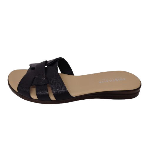 Papuci dama din piele naturala VICKY9077, culoare negru