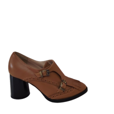 Pantofi dama din piele naturală de vițel, culoare maro