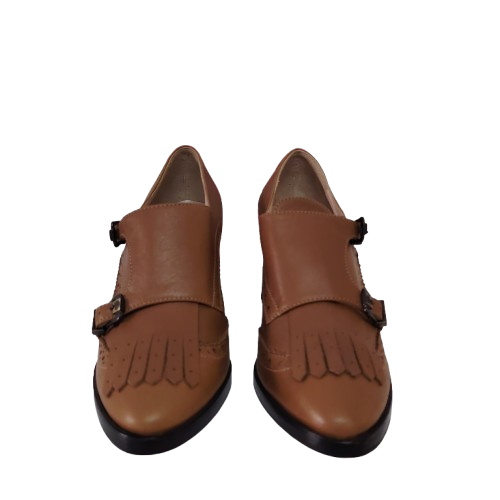 Pantofi dama din piele naturală de vițel, culoare maro