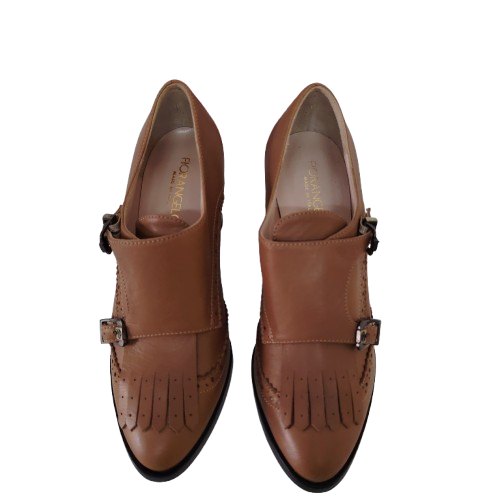 Pantofi dama din piele naturală de vițel, culoare maro