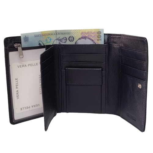 Portofel dama din piele naturala Q1853, culoarea albastru