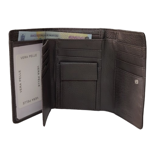 Portofel dama din piele naturala Q1853, culoarea gri