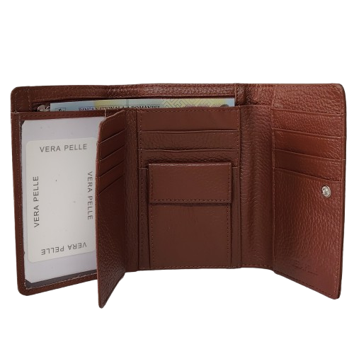 Portofel dama din piele naturala Q1853, culoarea maro