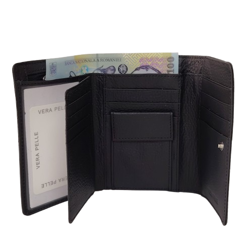 Portofel dama din piele naturala Q1853, culoarea negru