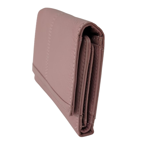 Portofel dama din piele naturala Q1853, culoarea roz