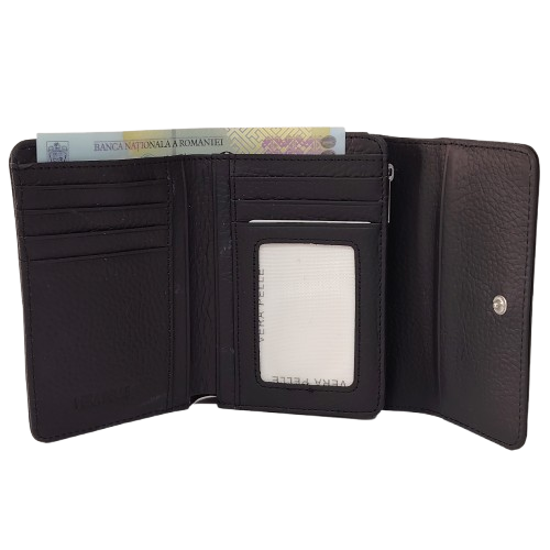 Portofel dama din piele naturala Q1155, culoarea negru