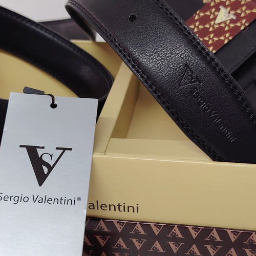 Set de curea si portofel de piele  culoare negru Sergio Valentini