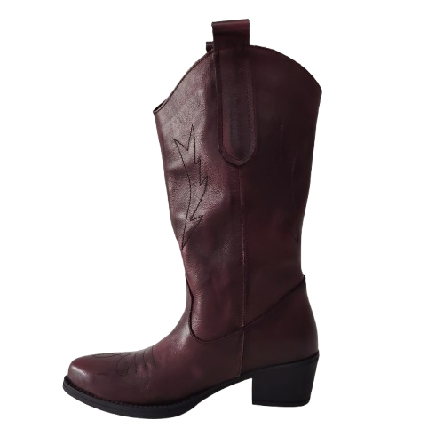 Cizme damă tip ciocată AC, din piele naturală, culoare bordo