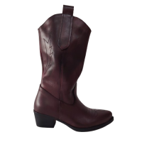 Cizme damă tip ciocată AC, din piele naturală, culoare bordo