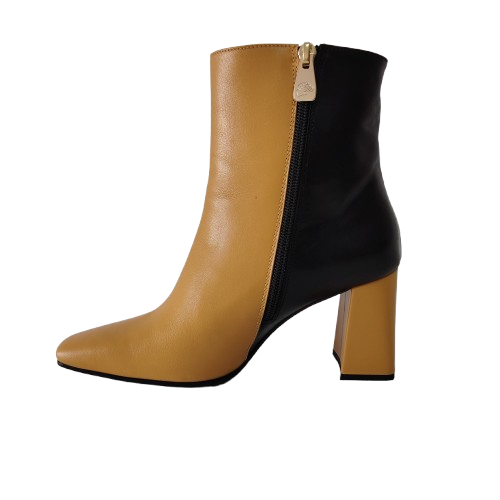 Botine dama FIORANGELO din piele naturala de vițel, culoare muștar
