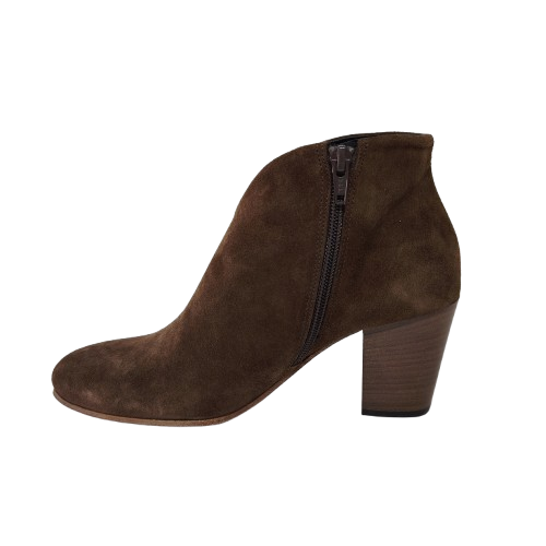 Botine dama din piele naturala întoarsă, culoare maro