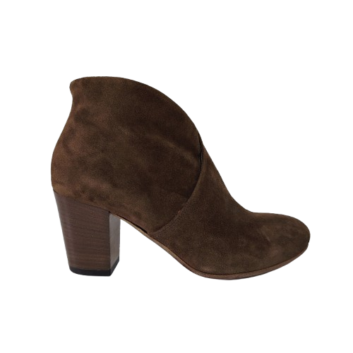 Botine dama din piele naturala întoarsă, culoare maro