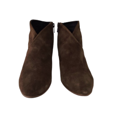 Botine dama din piele naturala întoarsă, culoare maro