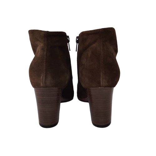 Botine dama din piele naturala întoarsă, culoare maro