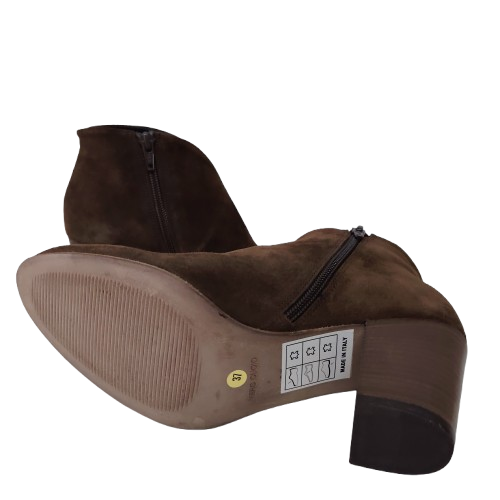 Botine dama din piele naturala întoarsă, culoare maro