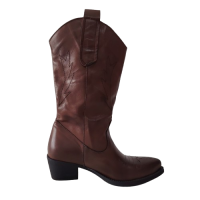 Cizme damă tip ciocată AC, din piele naturală, culoare maro