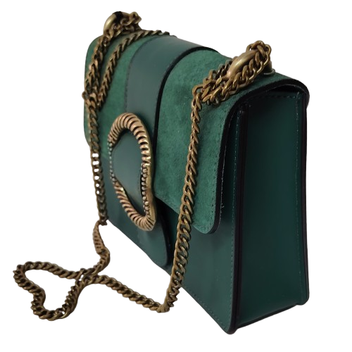 Geantă damă din piele naturală 390128, culoare verde