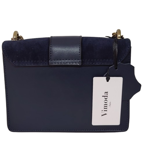 Geantă damă din piele naturală 390128, culoare albastru