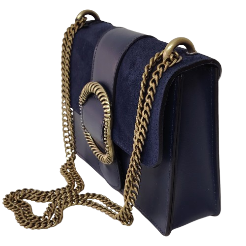 Geantă damă din piele naturală 390128, culoare albastru