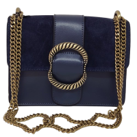 Geantă damă din piele naturală 390128, culoare albastru