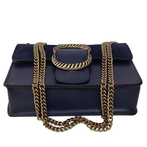 Geantă damă din piele naturală 390128, culoare albastru