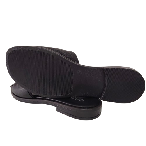 Papuci dama din piele naturala EVELYN, culoare negru