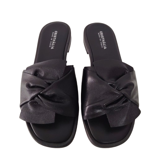 Papuci dama din piele naturala EVELYN, culoare negru