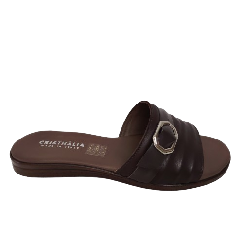 Papuci dama TERRY din piele naturala, culoare maro