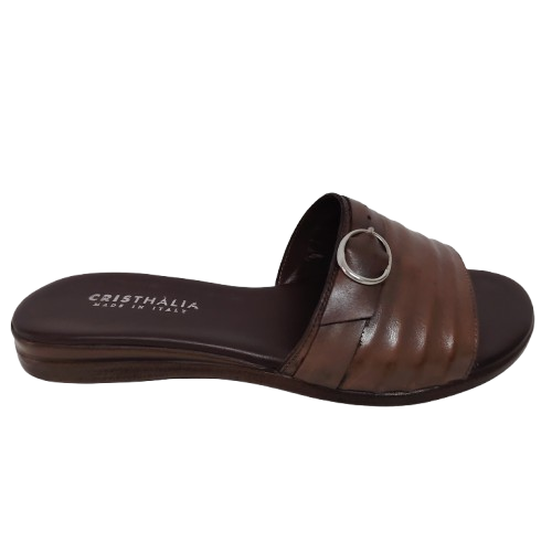 Papuci dama TERRY din piele naturala, culoare maro