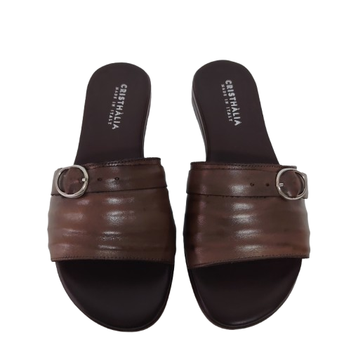 Papuci dama TERRY din piele naturala, culoare maro
