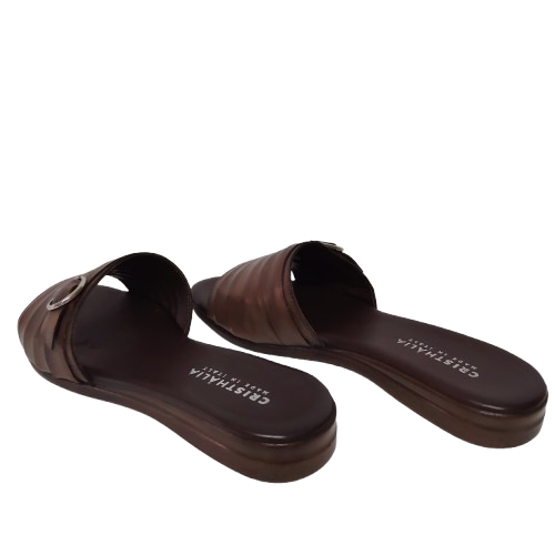Papuci dama TERRY din piele naturala, culoare maro