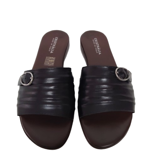Papuci dama TERRY din piele naturala, culoare negru