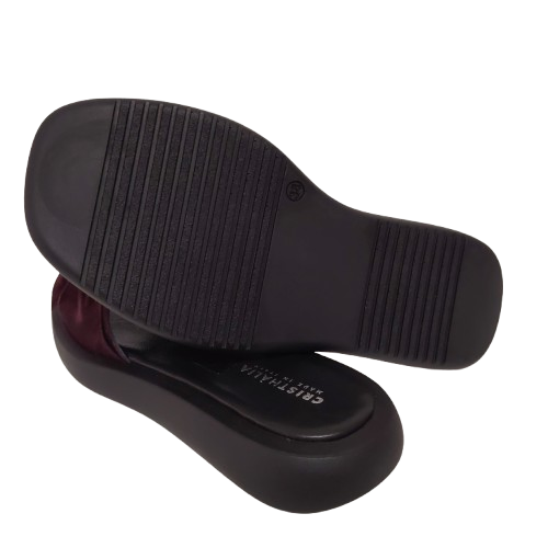 Papuci dama EVELYN din piele naturala întoarsă, culoare bordo