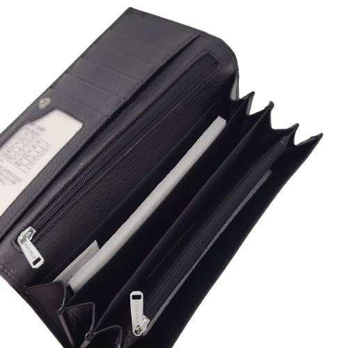 Portofel dama din piele naturala Q1857, culoarea negru