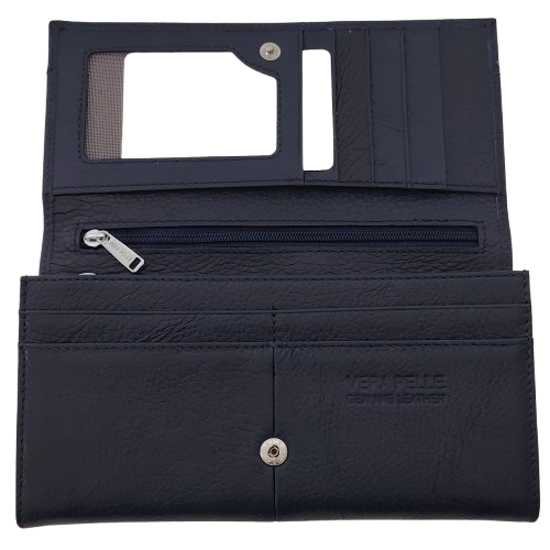 Portofel dama din piele naturala Q1857, culoarea albastru