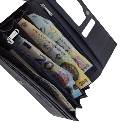 Portofel dama din piele naturala Q1857, culoarea albastru