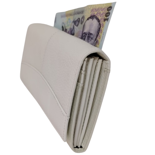 Portofel dama din piele naturala Q1857, culoarea bej