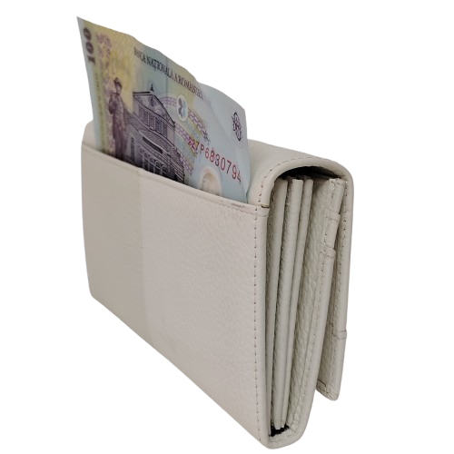 Portofel dama din piele naturala Q1857, culoarea bej