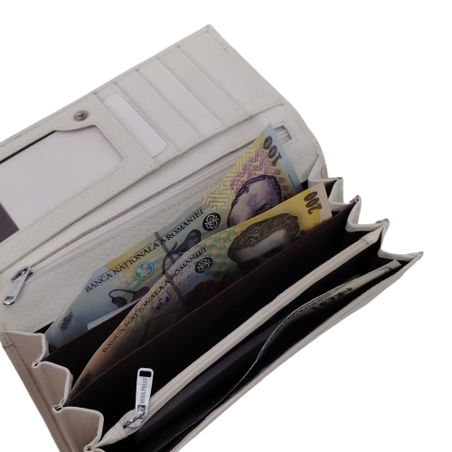 Portofel dama din piele naturala Q1857, culoarea bej