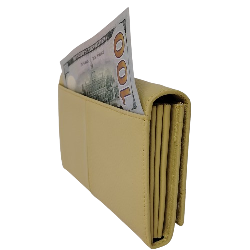 Portofel dama din piele naturala Q1857, culoarea galben