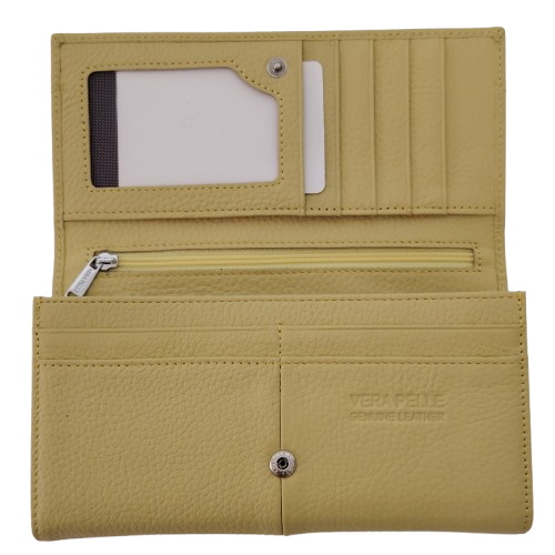 Portofel dama din piele naturala Q1857, culoarea galben