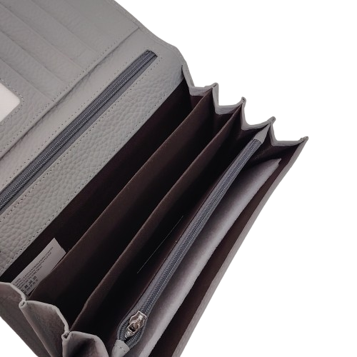 Portofel dama din piele naturala Q1857, culoarea gri